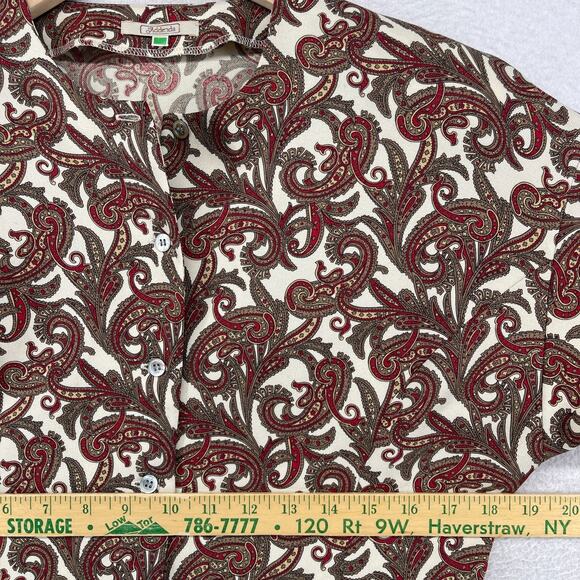 ADDENDA Top Womens M Paisley Shirt Blouse Button Front Long Sleeve Brown VTG - Picture 11 of 13